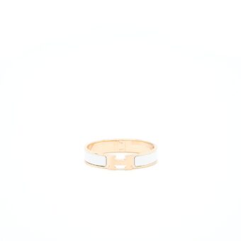 Hermes Size PM Clic H Bracelet Blanc RGHW
