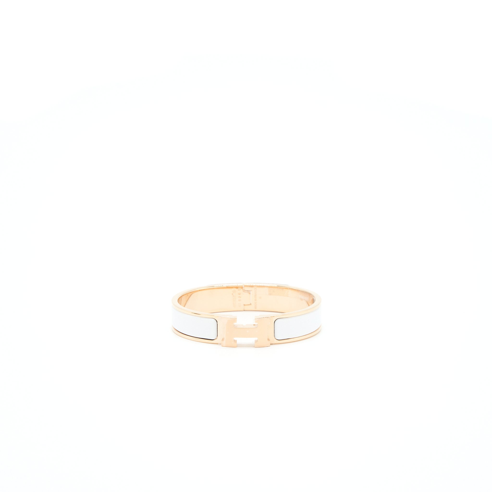 Hermes Size PM Clic H Bracelet Blanc RGHW