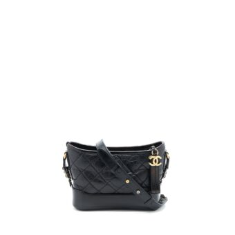 Chanel Small Gabrielle Hobo Bag Aged Calfskin Black with Multicolor Hardware