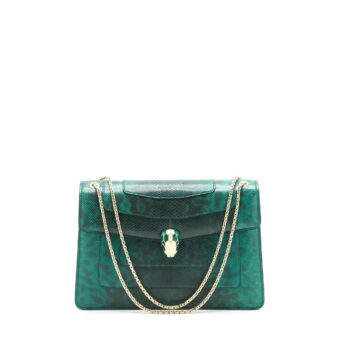 Bvlgari Serpenti Forever Shoulder Bag Forest Emerald green shiny karung skin