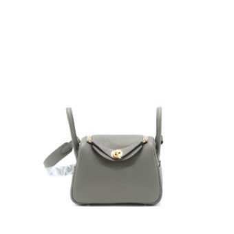 Hermes Mini Lindy Clemence 0L Gris Meyer GHW Stamp U