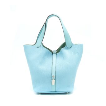 Hermes Picotin 22 Lock Bag Blue Atoll SHW Stamp T