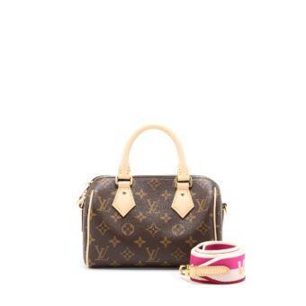 Louis Vuitton Speedy Bandouliere 20 Monogram Canvas With Fuchsia Strap GHW