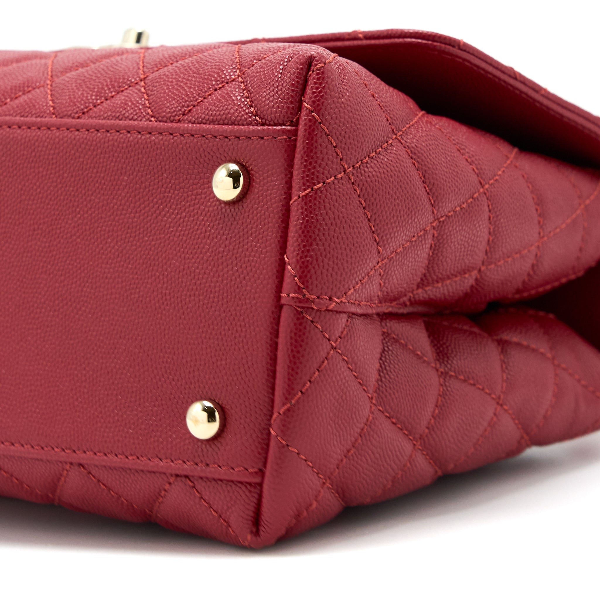 Chanel Medium Coco Handle Caviar Red LGHW (Microchip) - Image 9