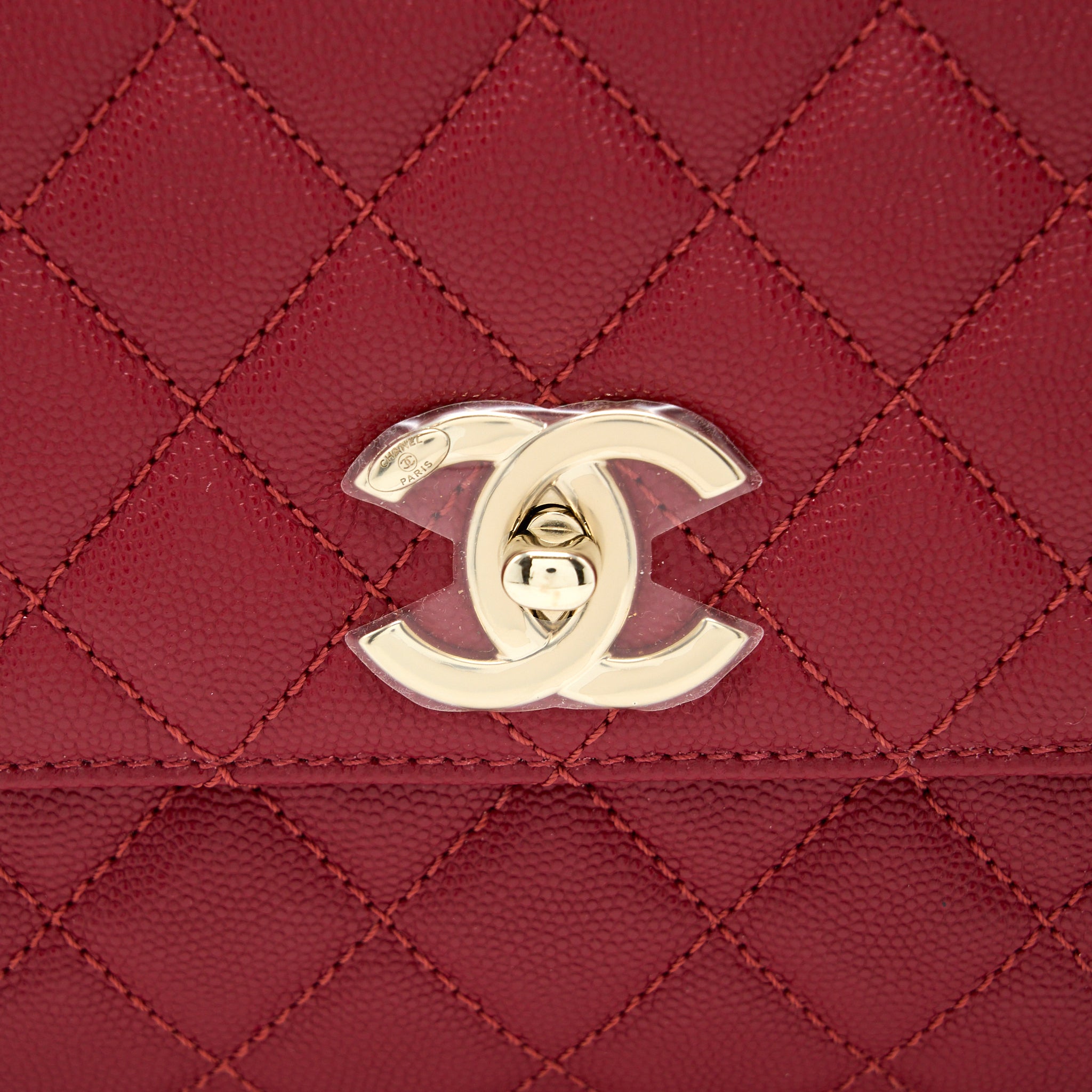 Chanel Medium Coco Handle Caviar Red LGHW (Microchip) - Image 7