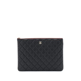Chanel O Case Pouch Caviar Black LGHW