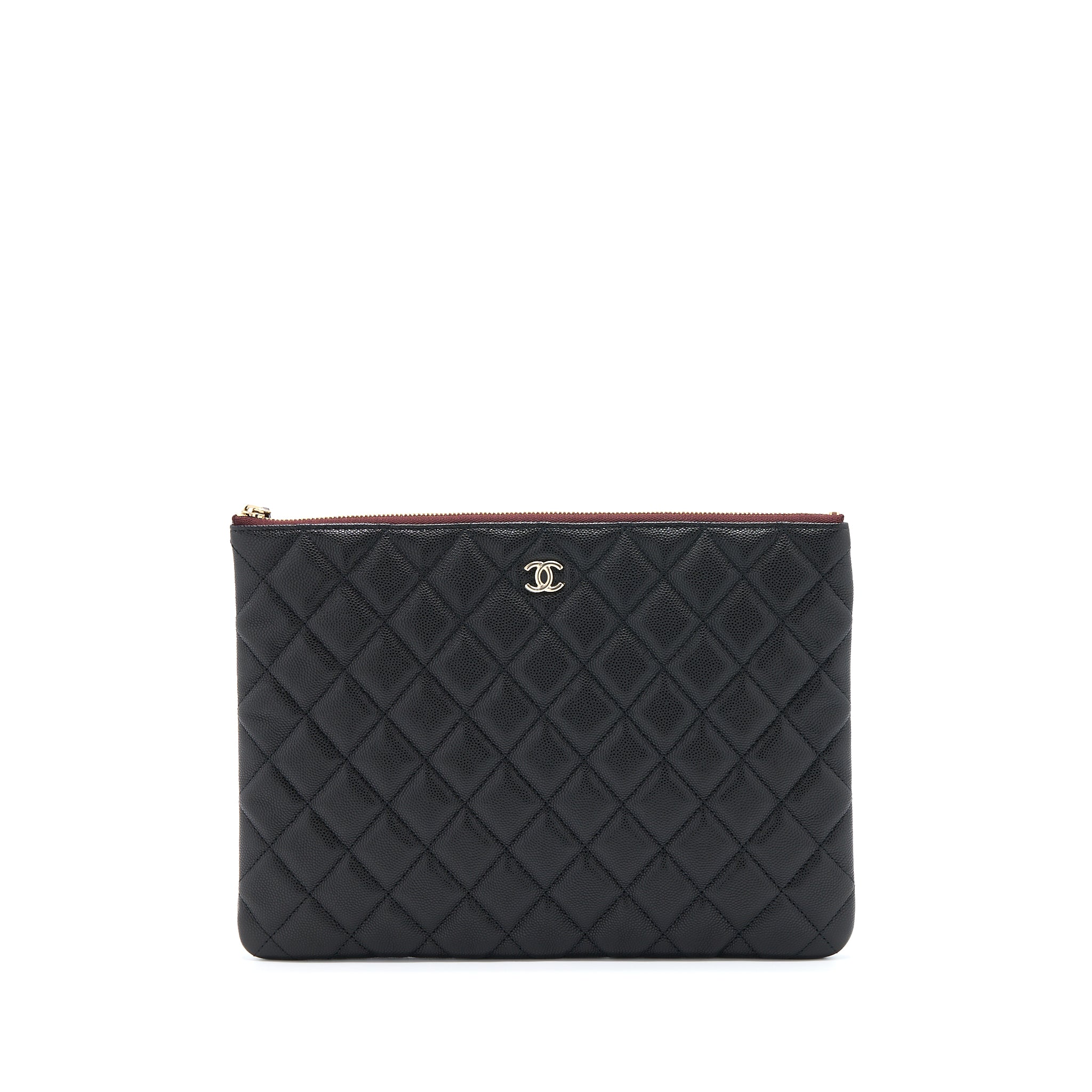 Chanel O Case Pouch Caviar Black LGHW