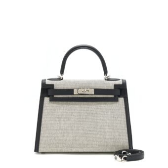 Hermes Kelly 28 Toile H Black/ Grey SHW Stamp Z