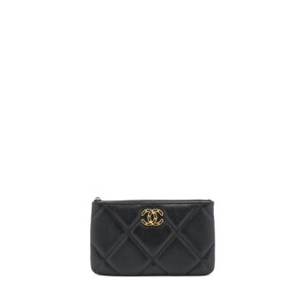 Chanel 19 Small pouch Goatskin Black GHW
