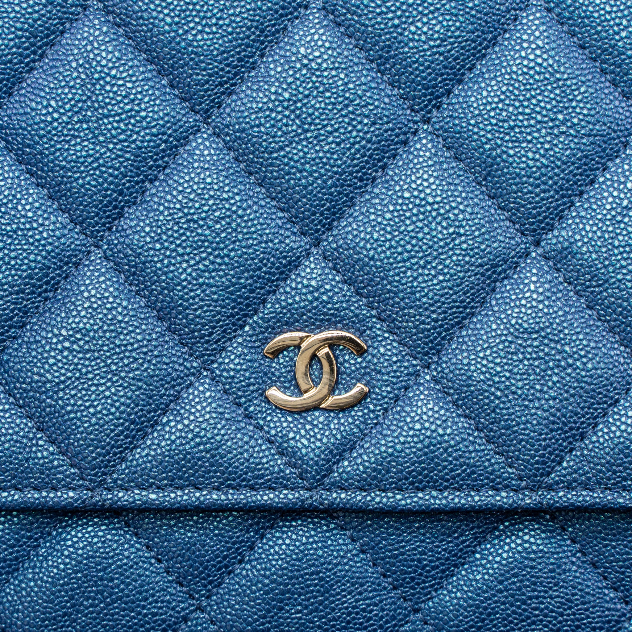 Chanel Classic Wallet On Chain Caviar Iridescent Blue LGHW - Image 8