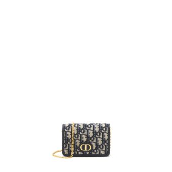 Dior 30 Montaign Nano pouch with Chain Blue Oblique jacquard