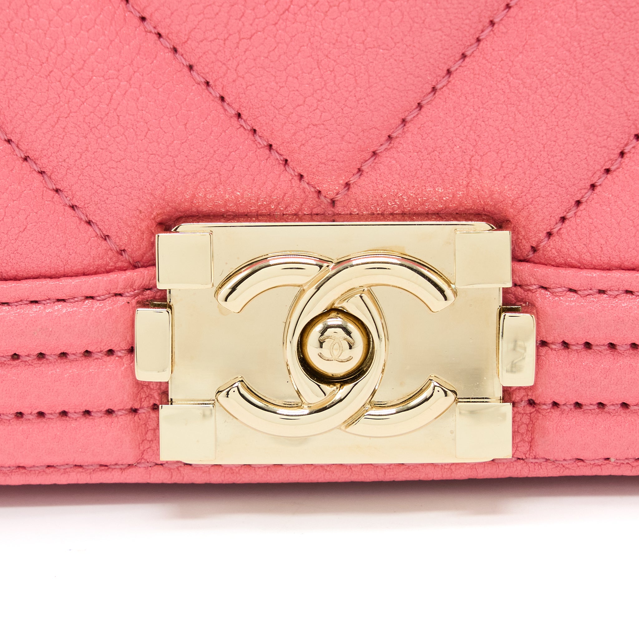 Chanel Super Mini Boy Bag Chevron Caviar Pink LGHW (Microchip) - Image 6