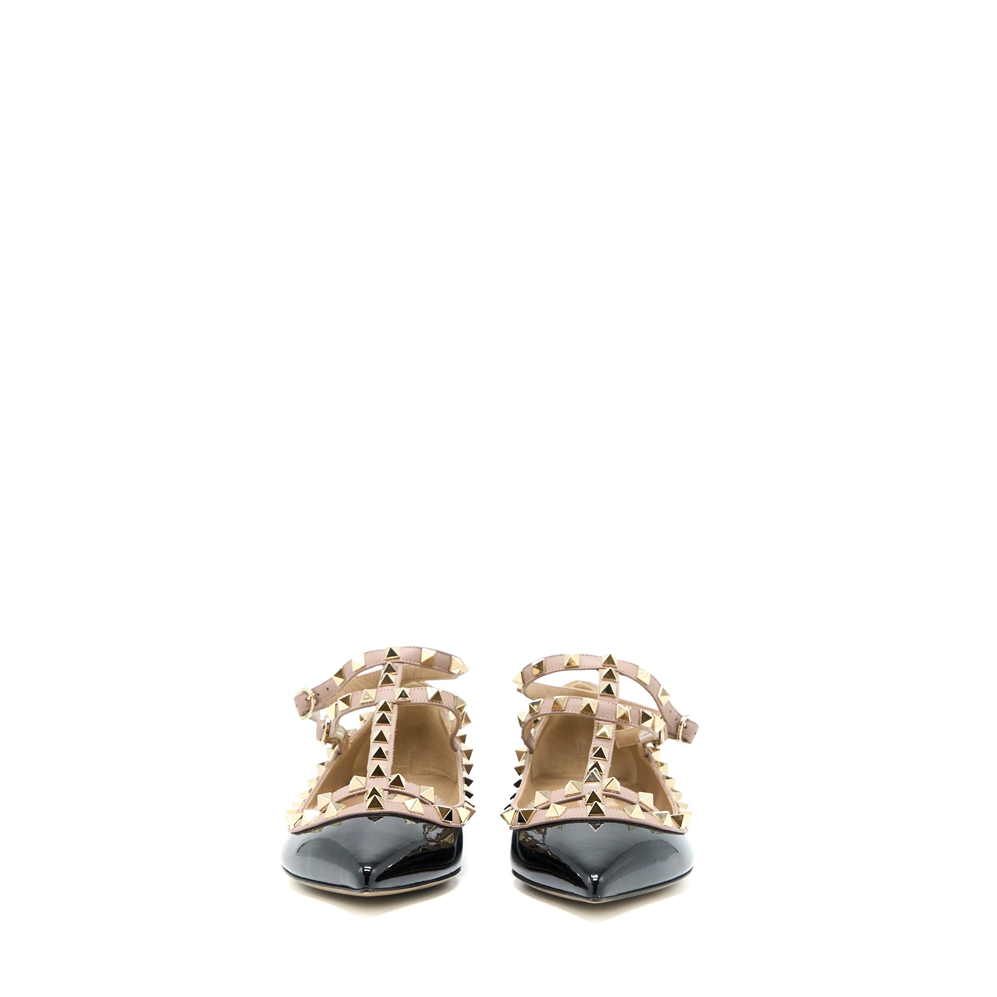 Valentino Size 38 Garavani Rockstud Ballet Flat Caged Patent Black LGHW - Image 2