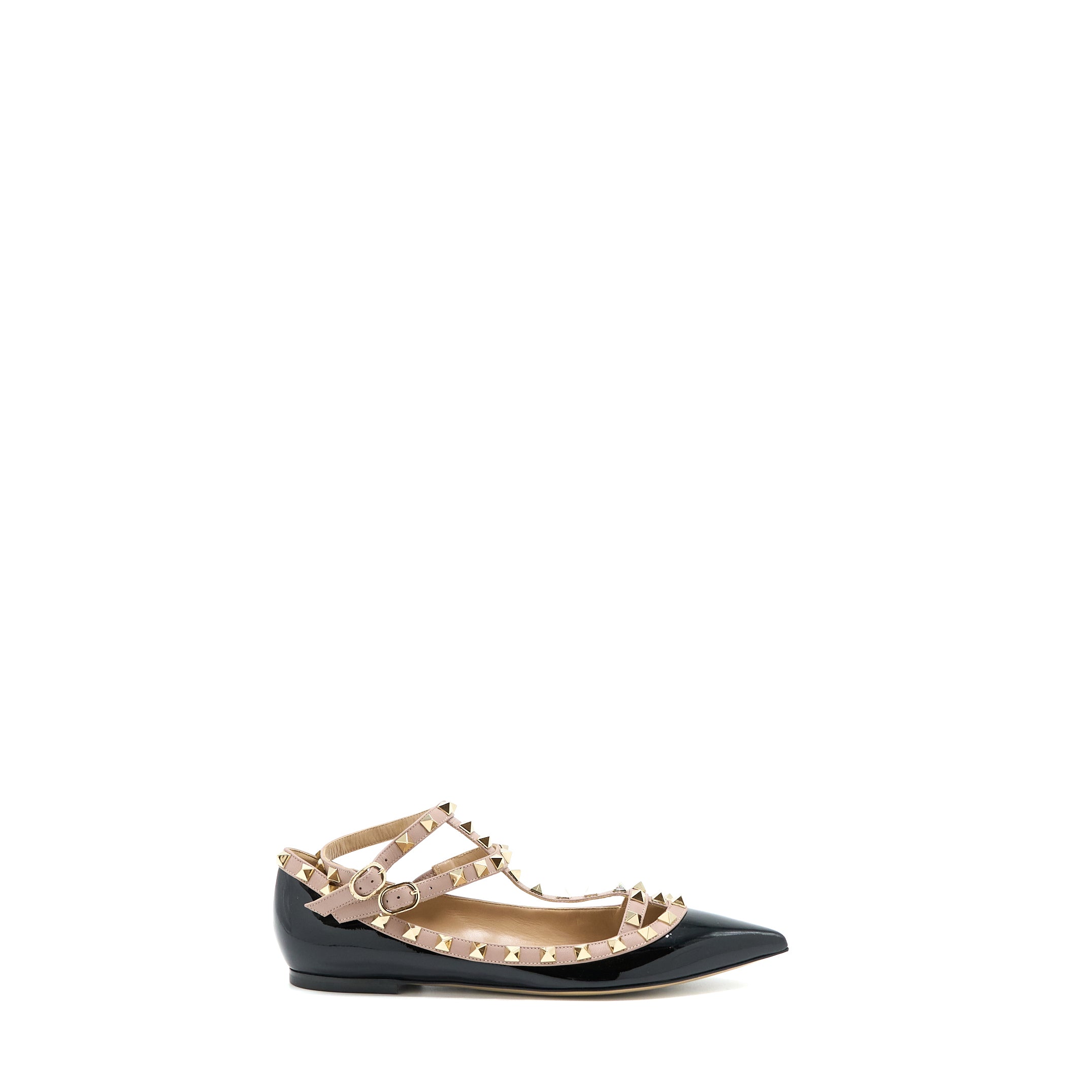 Valentino Size 38 Garavani Rockstud Ballet Flat Caged Patent Black LGHW - Image 5