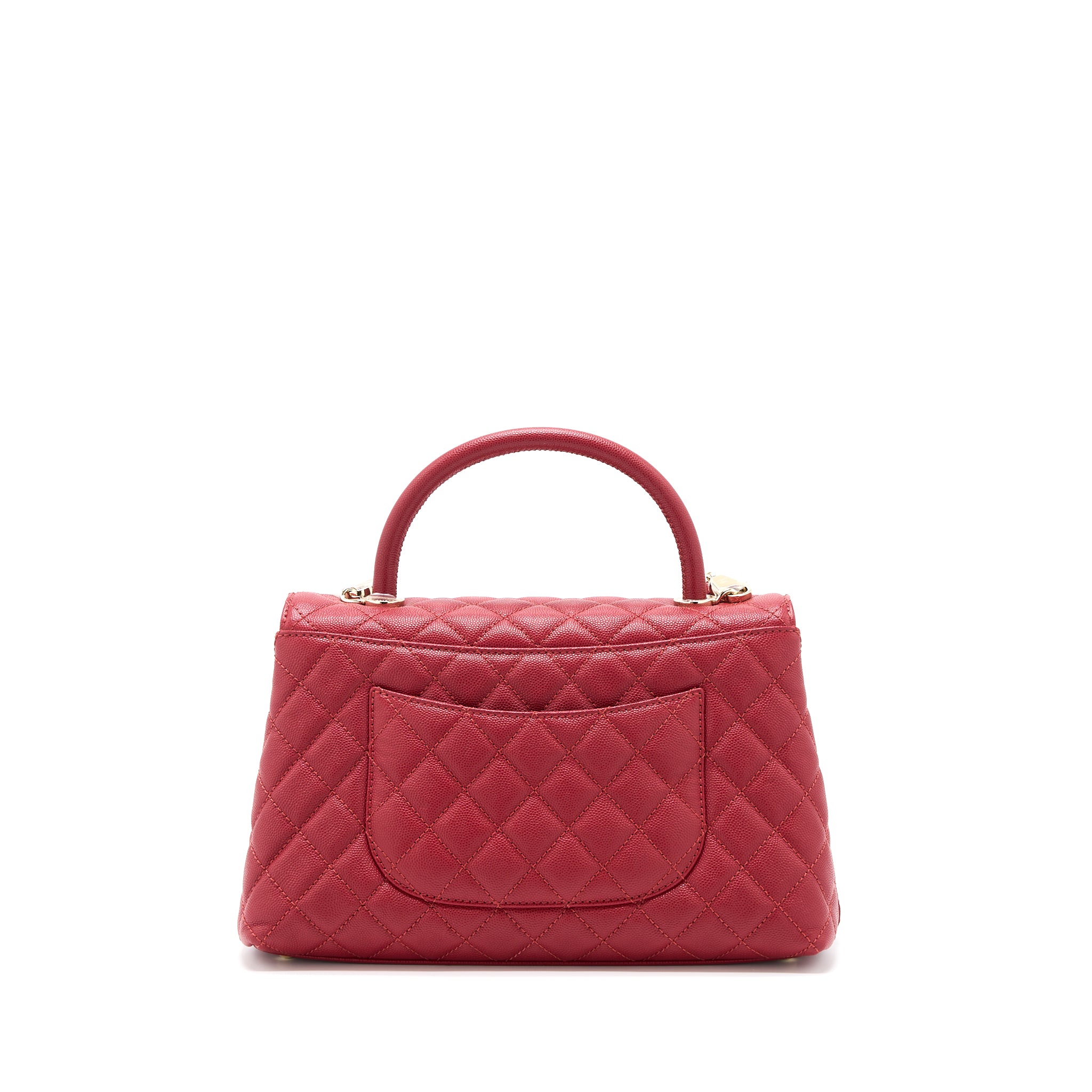 Chanel Medium Coco Handle Caviar Red LGHW (Microchip) - Image 2