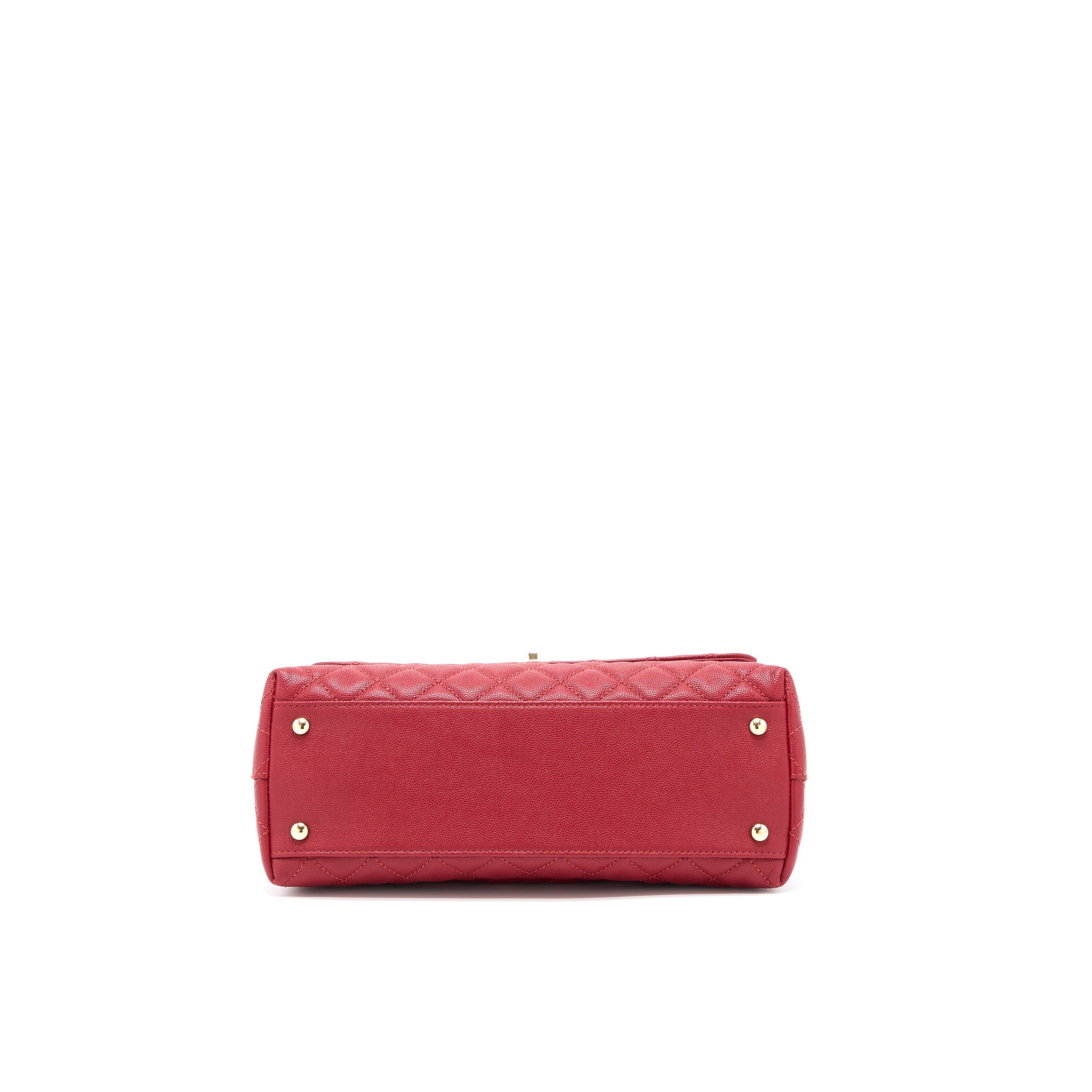 Chanel Medium Coco Handle Caviar Red LGHW (Microchip) - Image 5