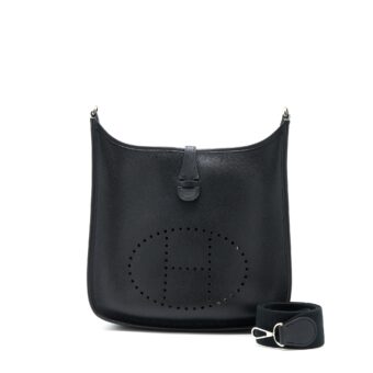 Hermes Evelyn 29 Clemence Black SHW Stamp Square K