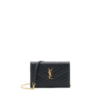Saint Laurent/YSL Envelop Chain Wallet Caviar Black GHW