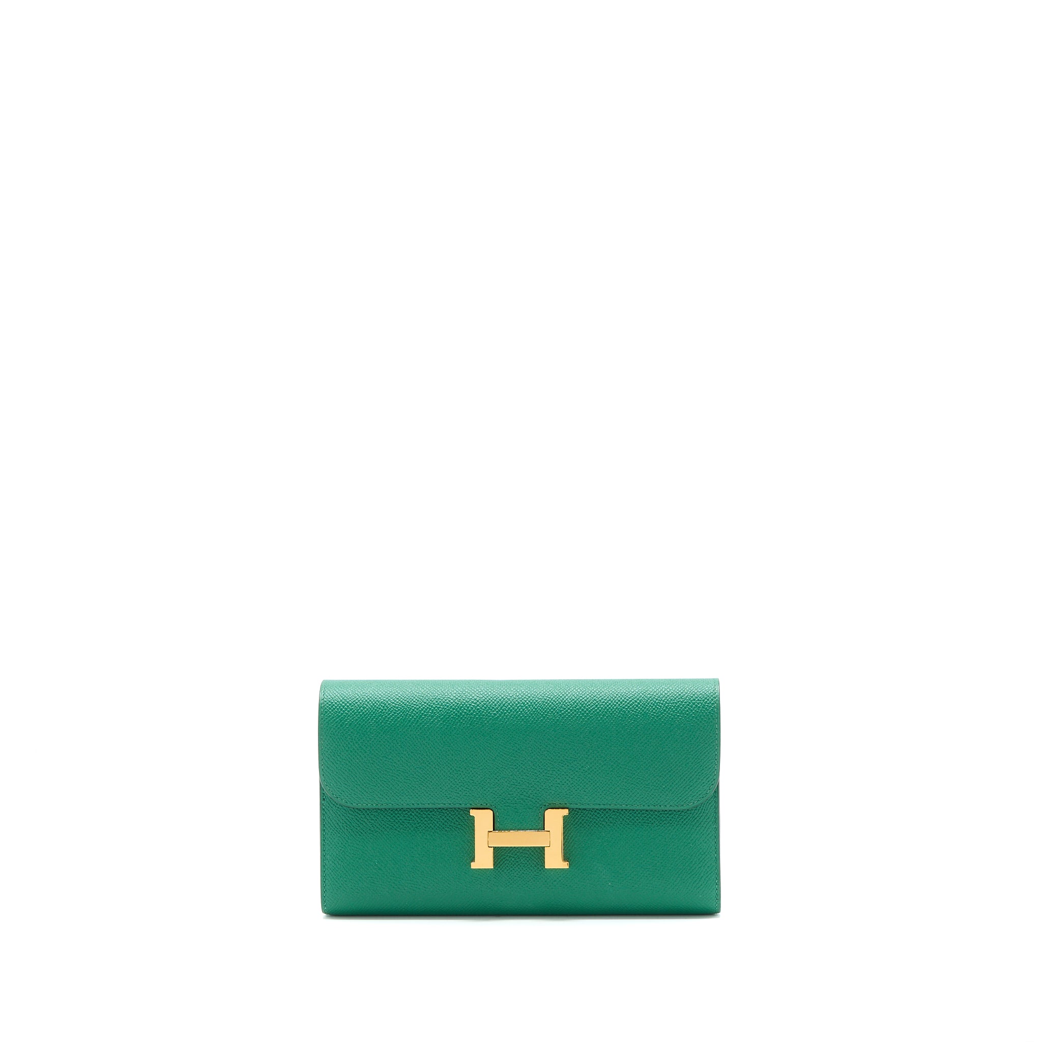 Hermes Constance Long Wallet Epsom Green GHW Stamp A