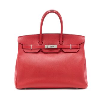 Hermes Birkin 35 Epsom Red SHW Stamp Square Q