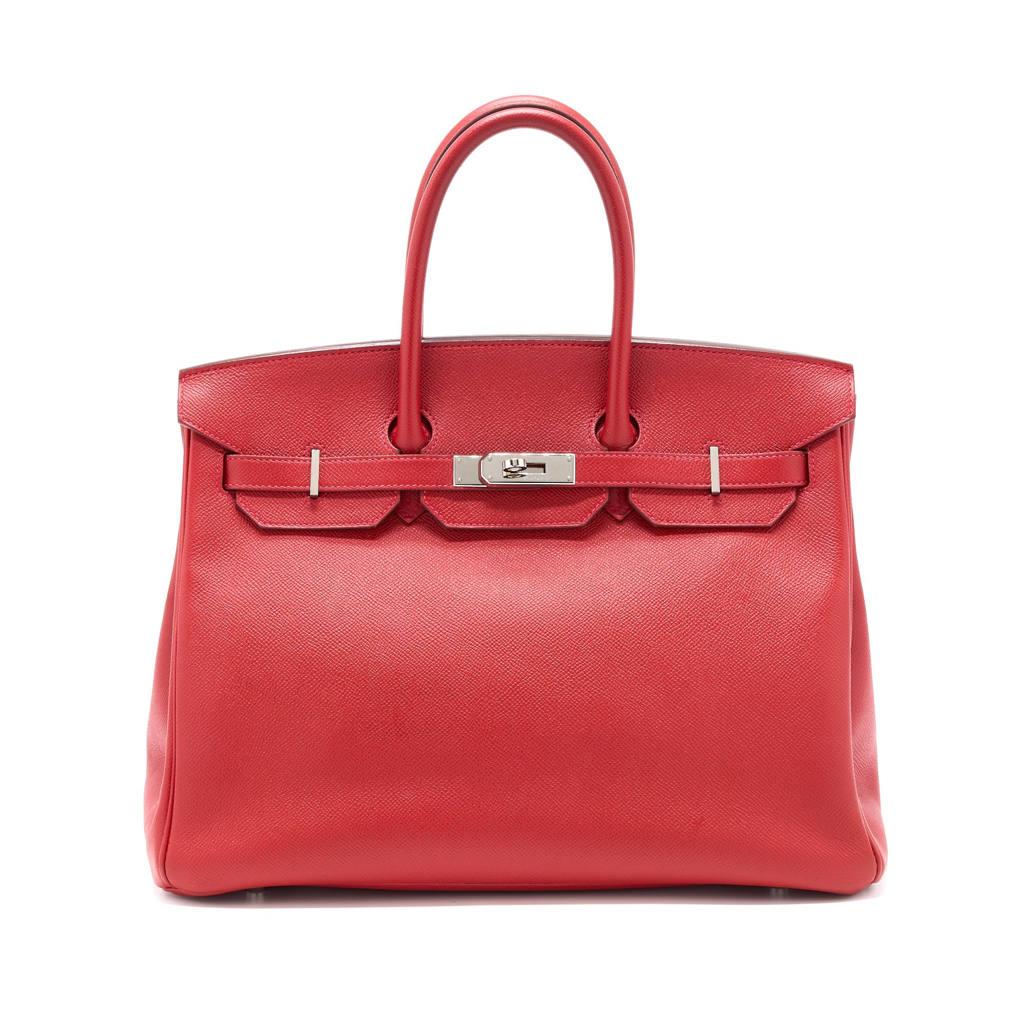Hermes Birkin 35 Epsom Red SHW Stamp Square Q
