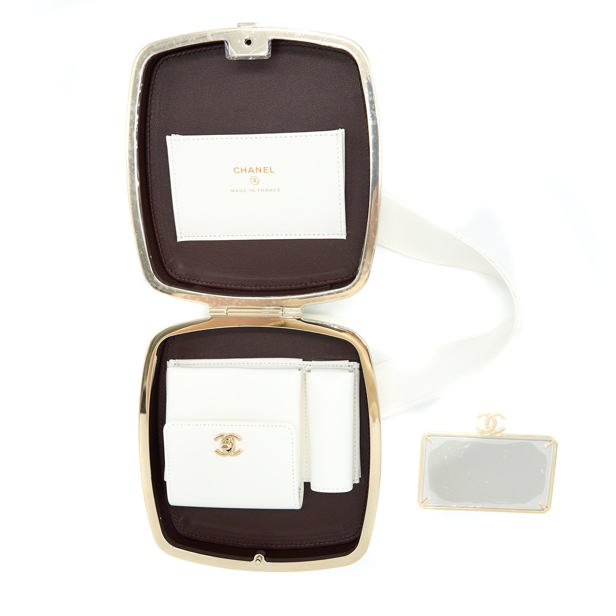 Chanel Quilted Clutch Bag Lambskin White LGHW - Image 3