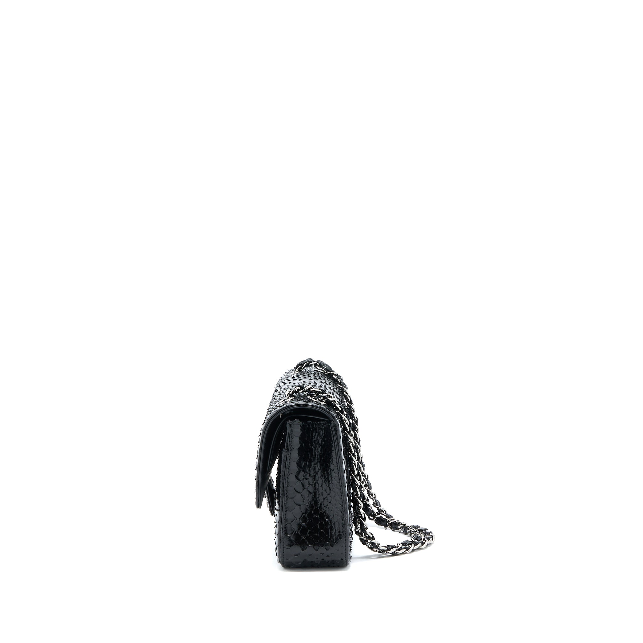Chanel Medium Classic Double Flap Bag Python Black SHW - Image 3