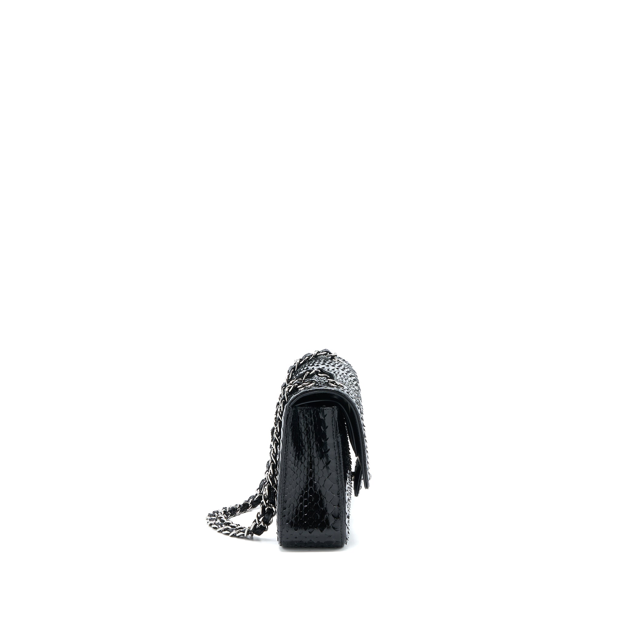 Chanel Medium Classic Double Flap Bag Python Black SHW - Image 4