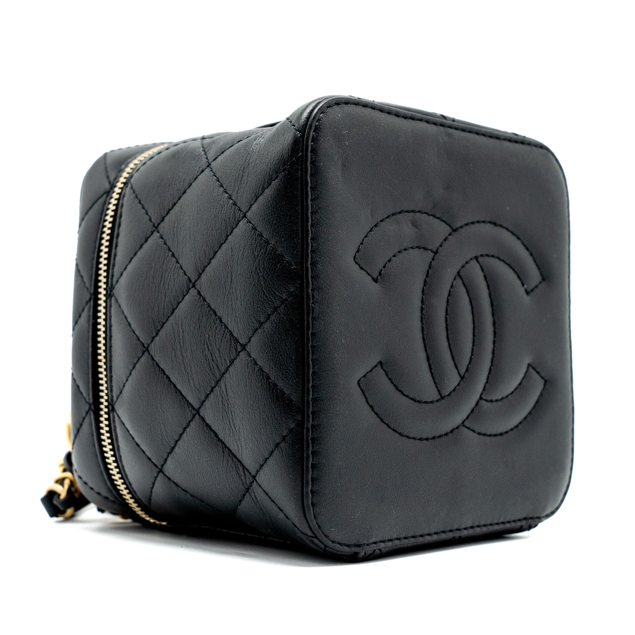 Chanel Top Handle Vanity Crossbody Bag Calfskin Black Brushed GHW (Microchip) - Image 15