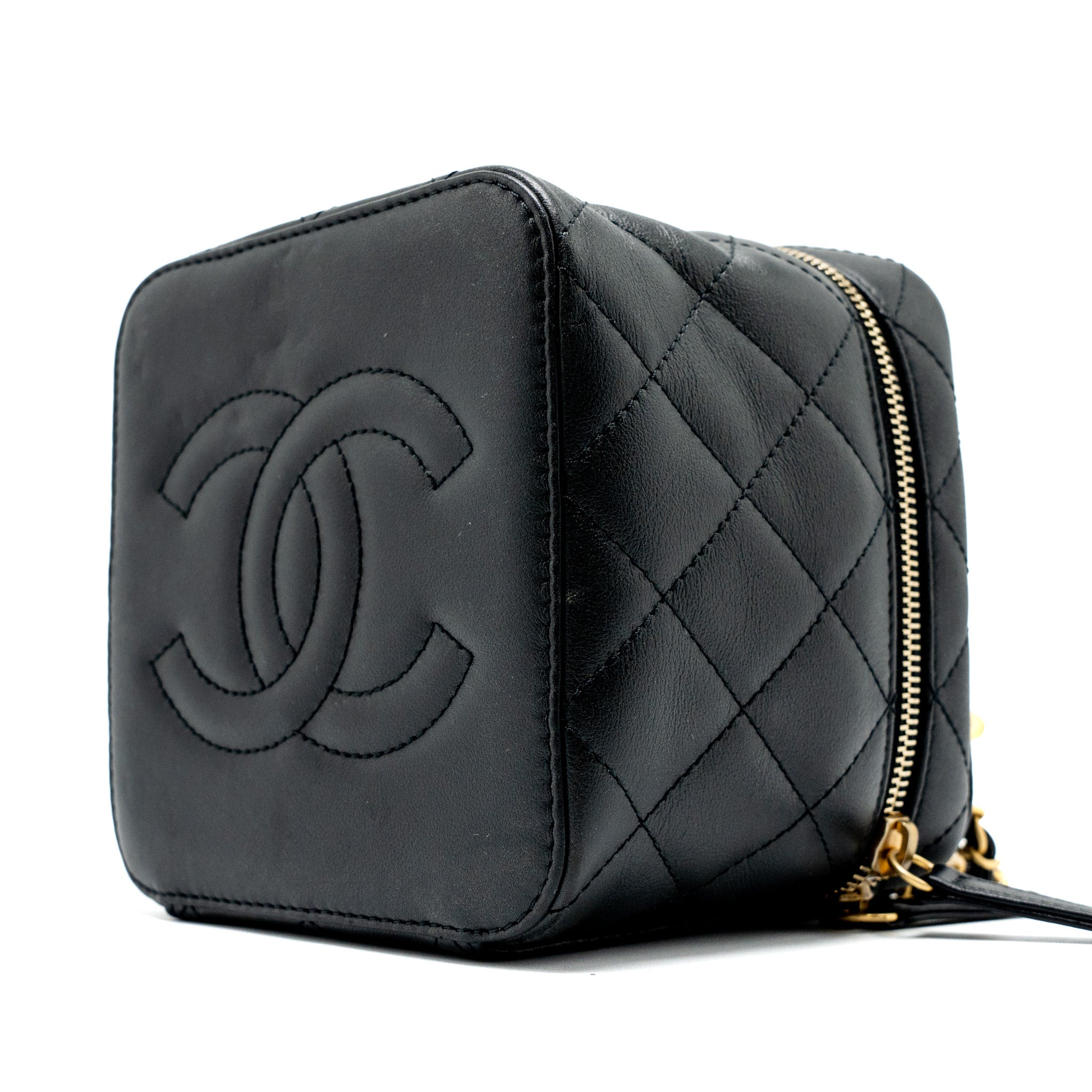 Chanel Top Handle Vanity Crossbody Bag Calfskin Black Brushed GHW (Microchip) - Image 16