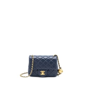Chanel Pearl Crush Mini Square Lambskin Navy Brushed GHW