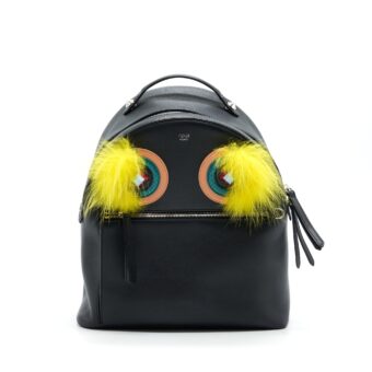 FENDI MONSTER BACKPACK IN BLACK WITH YELLOW FUR