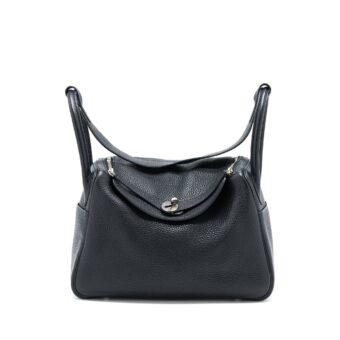 Hermes Lindy 30 Clemence Black SHW Stamp Square Q