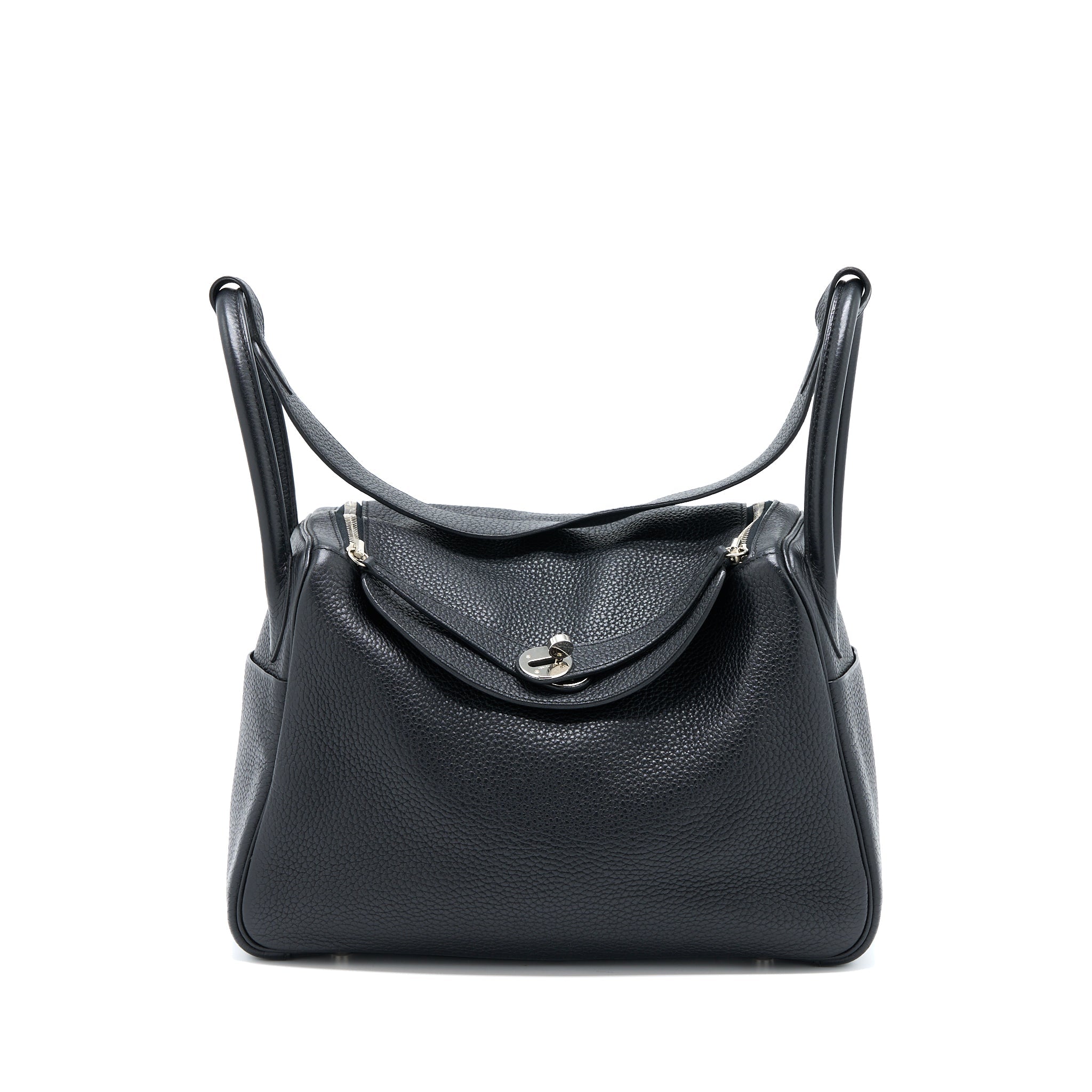 Hermes Lindy 30 Clemence Black SHW Stamp Square Q