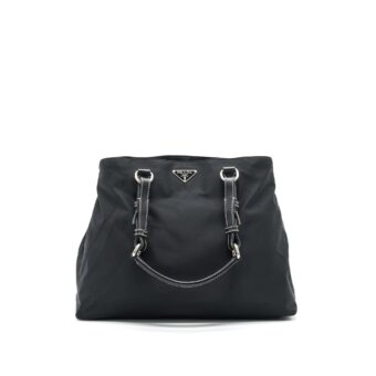 PRADA NYLON SHOULDER HAND BAG IN BLACK