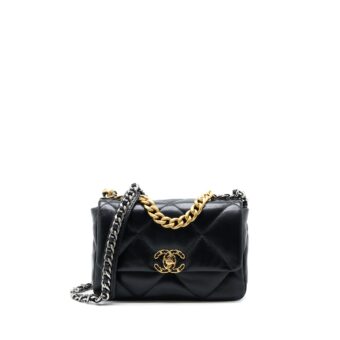 Chanel Small 19 Bag Lambskin Black Multicolour Hardware (Microchip)