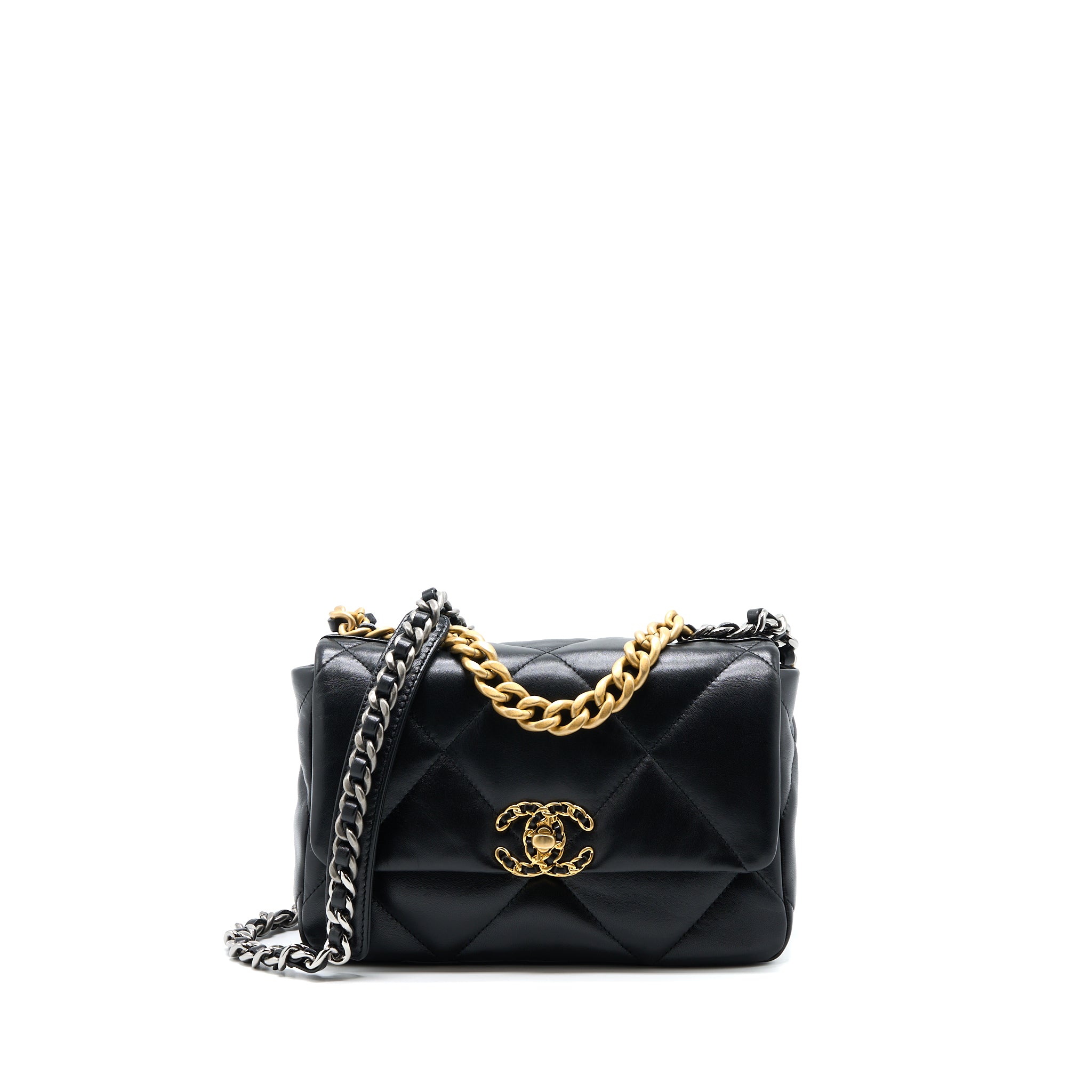 Chanel Small 19 Bag Lambskin Black Multicolour Hardware (Microchip)