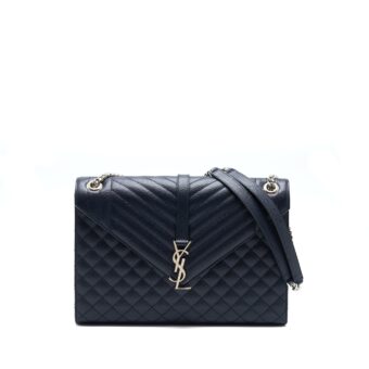 Saint Laurent Envelop Shoulder Bag Calfskin Navy SHW