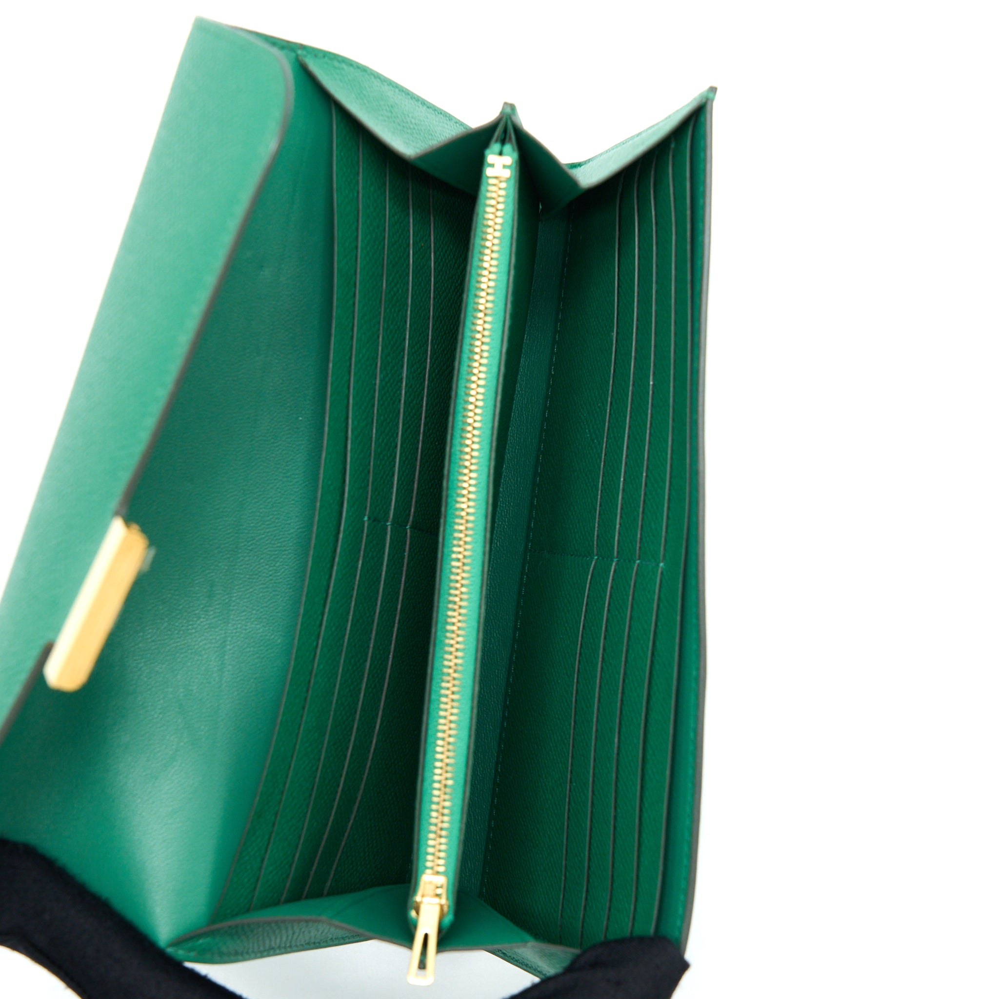 Hermes Constance Long Wallet Epsom Green GHW Stamp A - Image 3