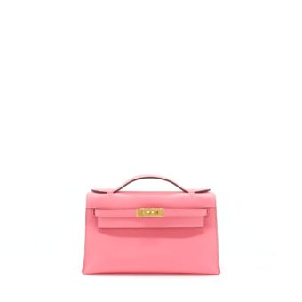 Hermes Kelly Pochette Swift 8W Rose Azalee GHW Stamp C