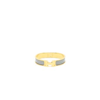 Hermes Size PM Clic H Bracelet Grey Gold Tone