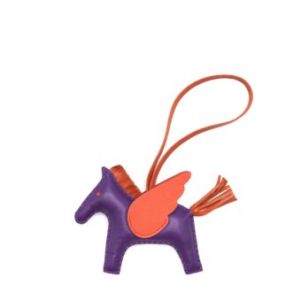 Hermes Rodeo Pegase MM Charm Violet/ Cornaline/ Capicine