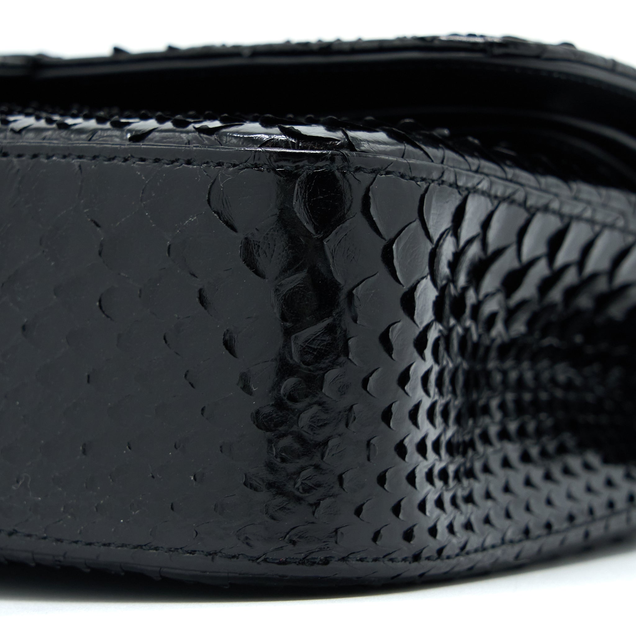 Chanel Medium Classic Double Flap Bag Python Black SHW - Image 11