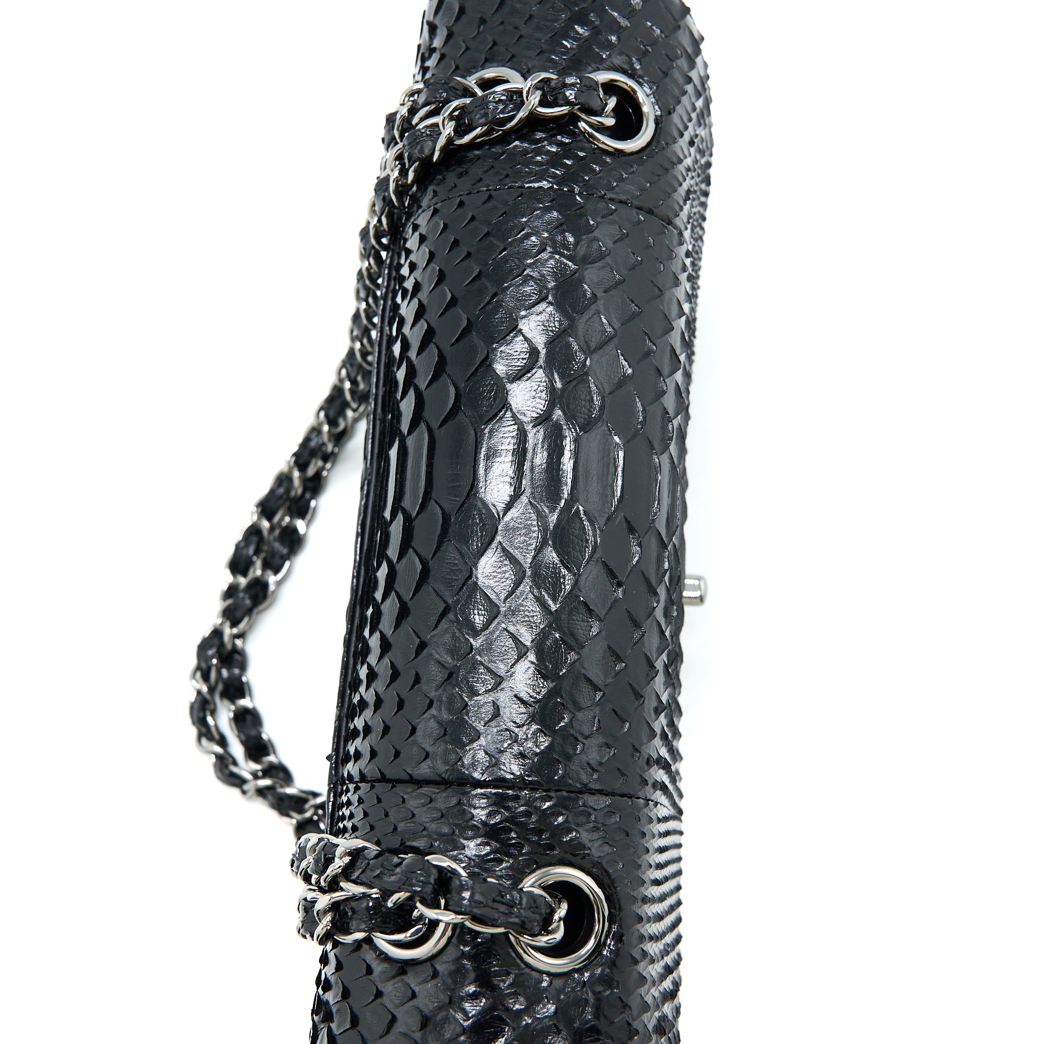 Chanel Medium Classic Double Flap Bag Python Black SHW - Image 9