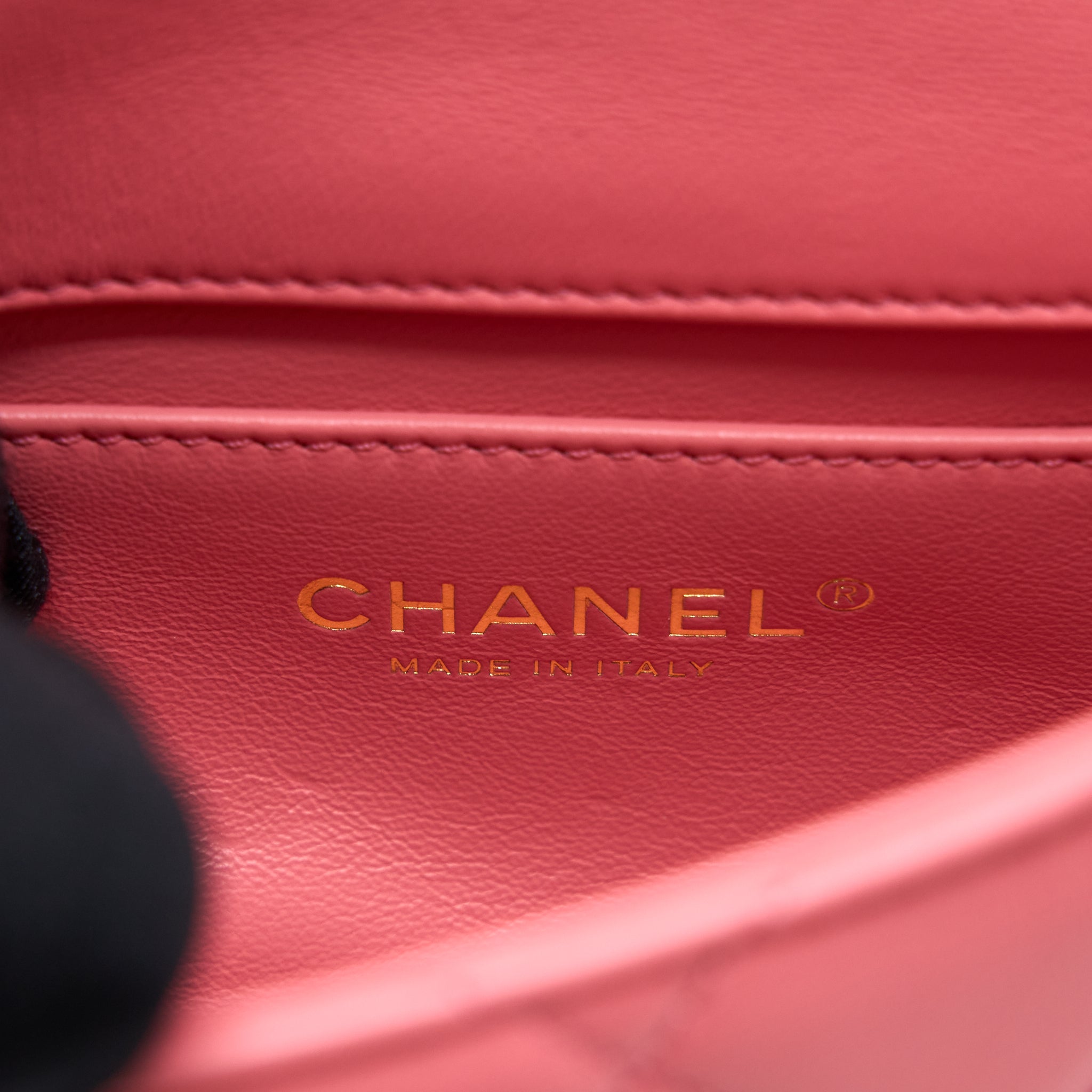 Chanel 22P Mini Square Flap Bag Lambskin Pink With Enamel And Gold Hardware (Microchip) - Image 13