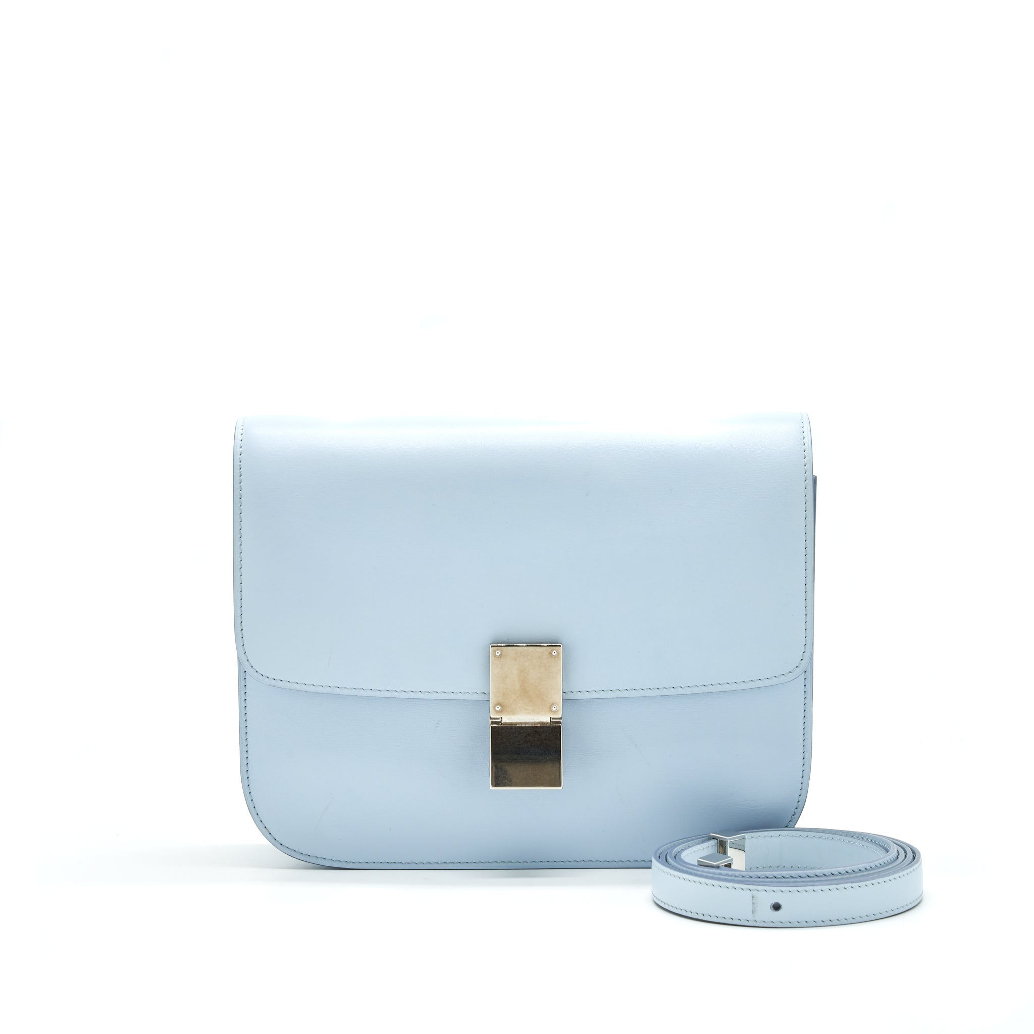 CELINE MEDIUM CLASSIC BOX BAG CALFSKIN SKY BLUE SHW