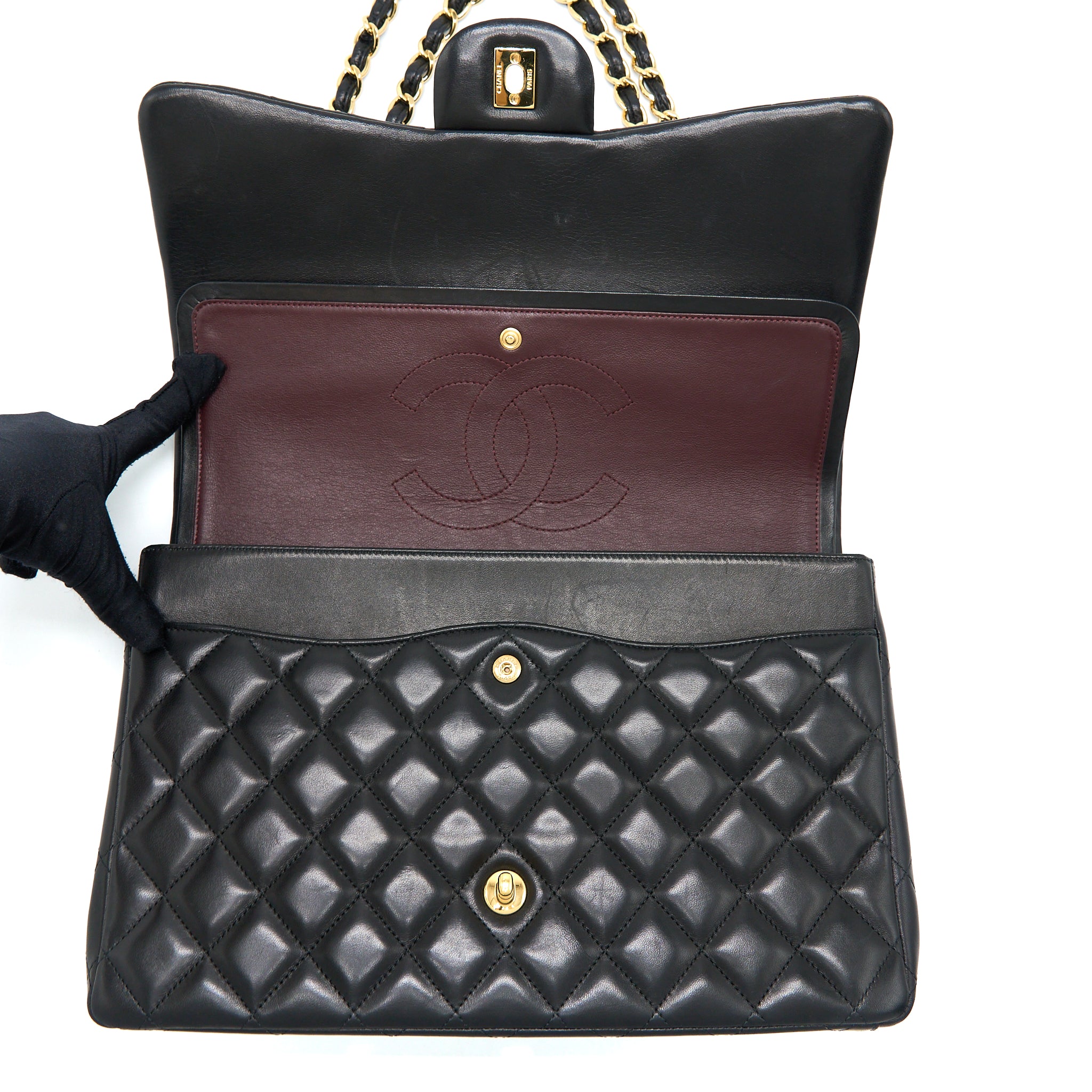 Chanel Maxi Classic Double Flap Bag Lambskin Black GHW - Image 15
