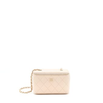 Chanel Long Vanity With Chain Caviar Beige LGHW