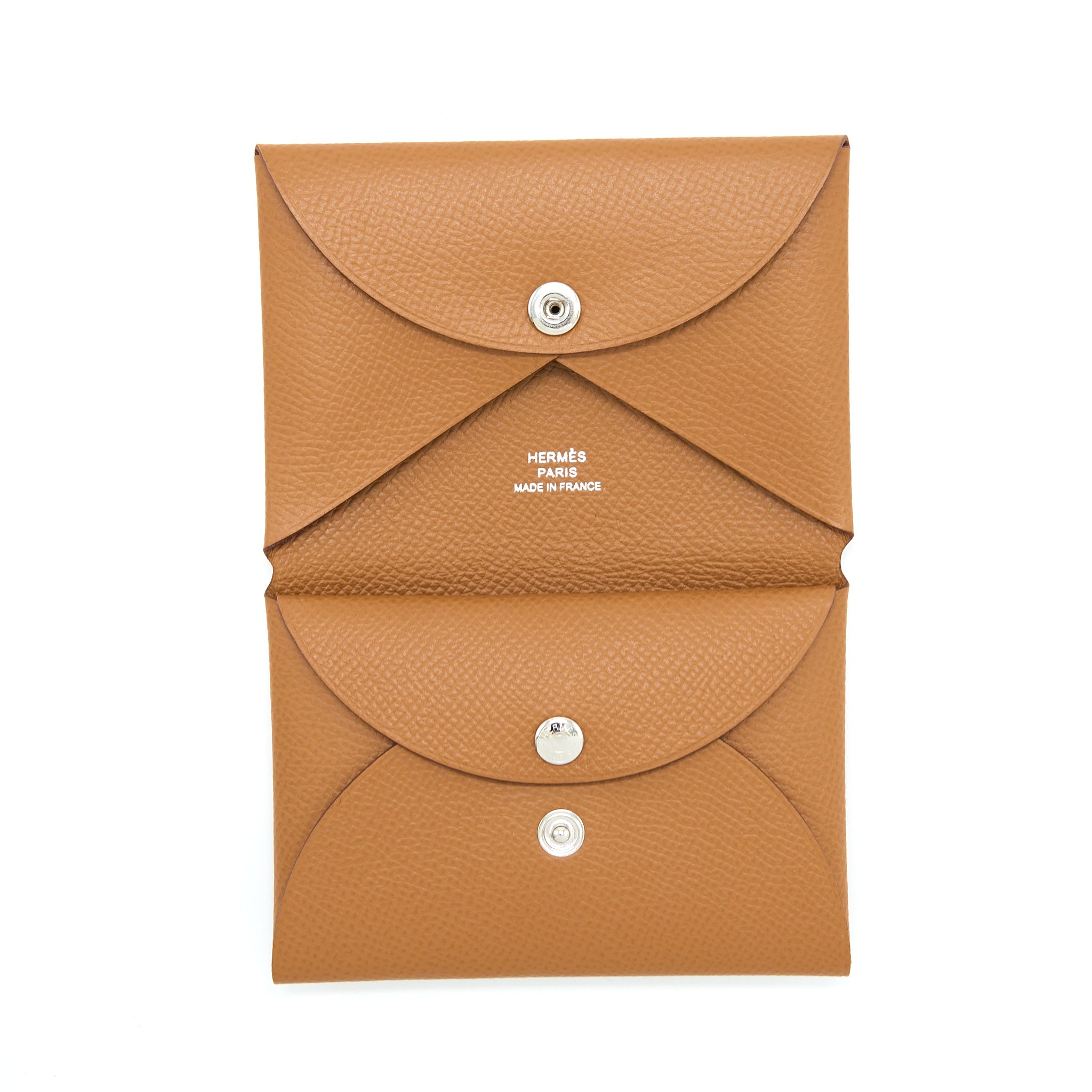 Hermes Calvi Duo Card Holder Epsom Gold SHW Stamp Z - Image 7