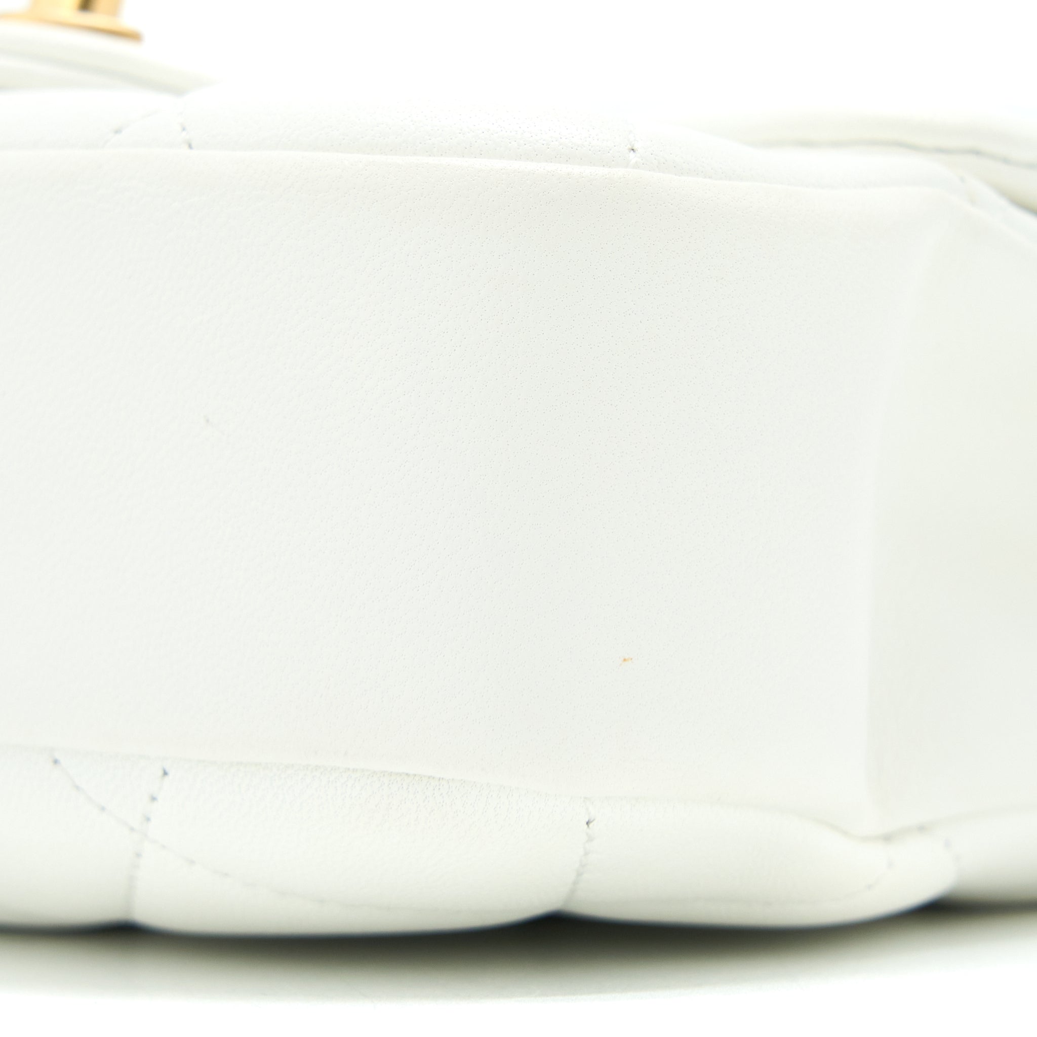 Chanel Circular Handle Quilted Flap Bag Lambskin White Brushed GHW - Image 13